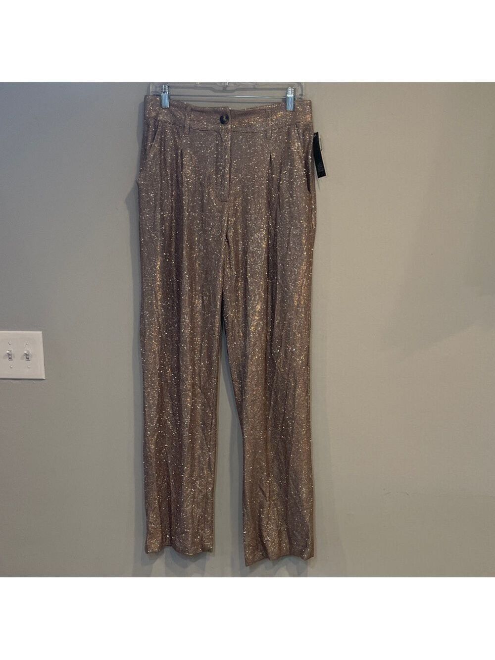 NWT Women's Wide Leg Glitter Trouser Pants - Wild Fable Copper Size 8 - Picture 4 of 11